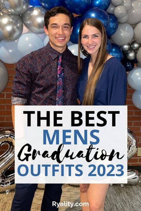 This is the best list of college mens graduation outfits I've seen Grad Outfits High School Men, Graduation Attire Men, Graduation Outfit Ideas High School Boys, Men’s College Graduation Outfit, Graduation Guest Outfit Men, Boys 8th Grade Graduation Outfit, What To Wear To Sons Graduation, Grad Suits Men, Graduation Outfits For Men