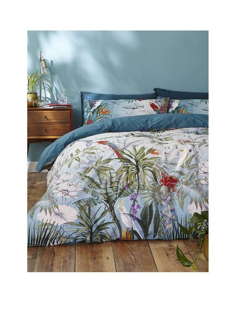 Teal Duvet, Tropical Bedding, Teal Quilt, King Duvet Set, 100 Cotton Duvet Covers, Double Duvet, Floral Bedding, Floral Duvet, Duvet Bedding Sets