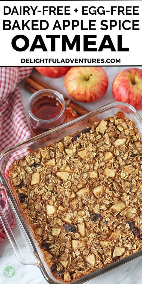 Baked Oatmeal Recipes Without Eggs, Eggless Baked Oatmeal, Overnight Baked Oatmeal, Baked Oatmeal With Apples, Oatmeal With Apples, Baked Oatmeal Recipes Healthy, Apple Cinnamon Baked Oatmeal, Easy Breakfast Bake, Cinnamon Baked Oatmeal