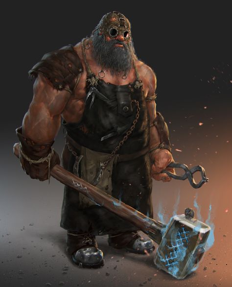 ArtStation - The Ethereal Blacksmith, Roman Cherepov Dwarven City, Fantasy Portraits, Fantasy Races, Dungeons And Dragons Characters, Fantasy Warrior, Arte Fantasy, Fantasy Rpg, Fantasy Inspiration, Medieval Fantasy