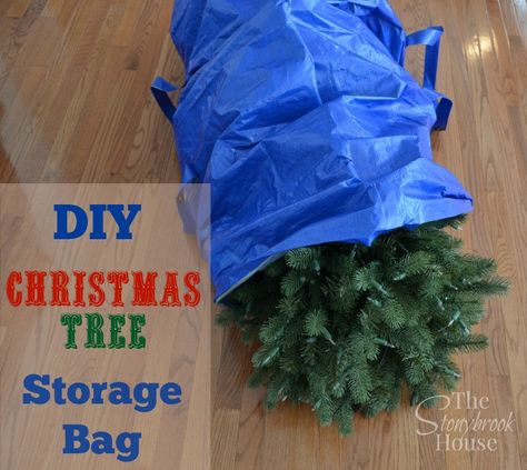 DIY Christmas Tree Storage Bag www.thestonybrookhouse.com Diy Christmas Tree Storage Bag, Diy Christmas Tree Storage, 12 Foot Christmas Tree, Christmas Tree Storage Box, Storage Bags Diy, Christmas Tree Bag, Christmas Tree Storage Bag, Christmas Tree Storage, Tree Bag