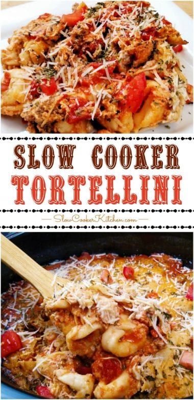 Easy Crockpot Tortellini, Tortellini Recipes Crockpot, Slow Cooker Tortellini, Crockpot Tortellini, Tortellini Casserole, Crock Pot Tortellini, Slow Cooker Kitchen, Slow Cooker Pasta Recipes, Tortellini Recipes