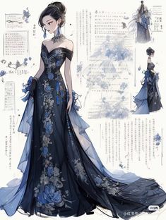 Dreamy Gowns, Dress Illustration, Dress Design Drawing, Clothing Design Sketches, Fantasy Dresses, Fashion Drawing Dresses, Anime Inspired Outfits, Dress Design Sketches, Fashion Illustration Dresses