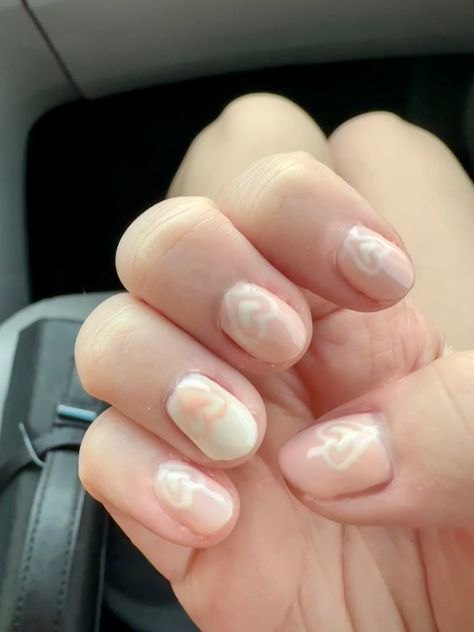 heart nails short inverted pink and white Heart Nails Short, Heart Nails, Nails Short, Pink And White, Nail Inspo, Nails, Pink, White