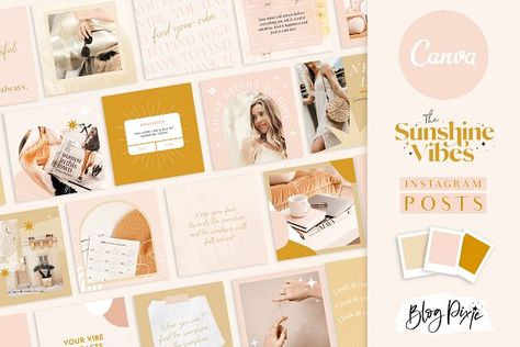 Instagram Templates Boho Canva by Blog Pixie on @creativemarket Banner Store, Sunshine Vibes, Beige Highlights, Boho Quotes, Boho Branding, Small Business Instagram, Lifestyle Coach, Quote Images, Rosa Coral