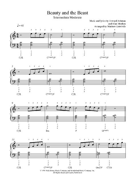 Beauty And The Beast by Howard Ashman & Alan Menken Piano Sheet Music | Intermediate Level Beauty And The Beast Piano, Howard Ashman, Mozart Piano, Forever Song, Alan Menken, Keyboard Music, Cello Sheet Music, Trumpet Sheet Music, Hard Music