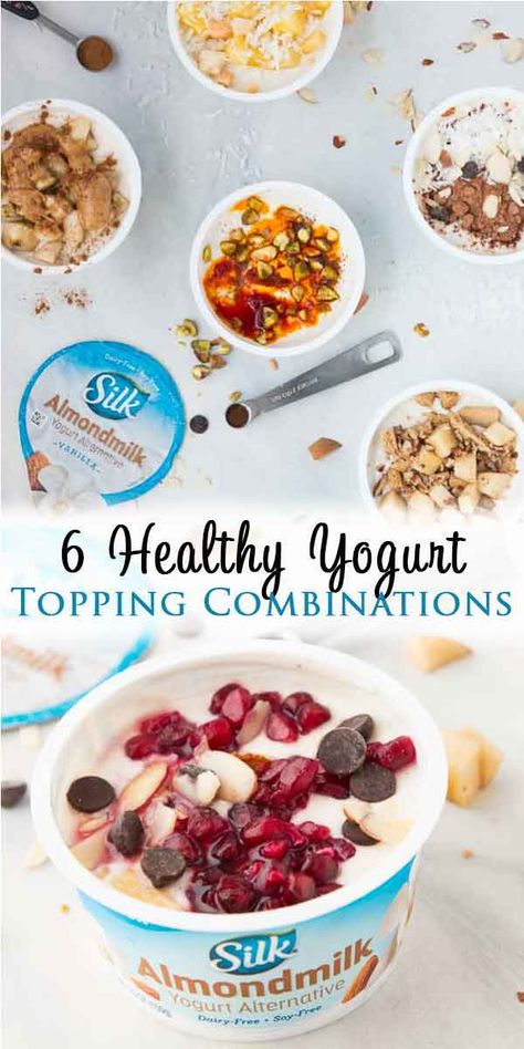 Treat yourself with one of these 6 delicious plant-based Healthy Yogurt Topping Combinations! They take less than 5 minutes to make and great for a grab-and-go breakfast, snack, or even dessert! #veganrecipes #healthyeats #healthyfood #veganfoodshare #glutenfreefood #easyrecipes #schoollunches #easydessert #healthysnacks #ad #silk #ProgressIsPerfection Gf Snacks, Yogurt Toppings, Worker Bee, Healthy Yogurt, Healthy Vegan Snacks, Nutritious Recipes, Breakfast Meal, Fruit Dessert, Life Board