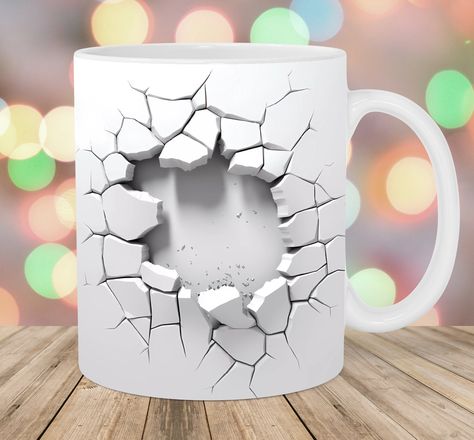 Wall Ceramic, Cracked Wall, Mug Template, Mug Sublimation, Mug Handmade, Design Mug, Mug Wrap, Beautiful Coffee, White Coffee Mug