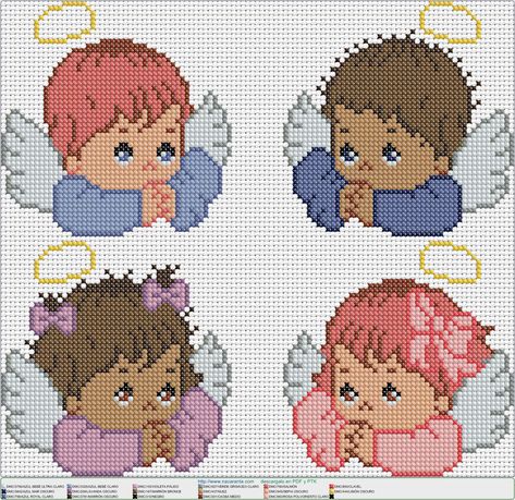 Todos los patrones se encuentran creados con el Software de punto de cruz Puntotek Patrones con temática de ANGELES para se Large Cross Stitch Patterns, Christian Cross Stitch, Cross Stitch Fairy, Cross Stitch Angels, Beautiful Cross Stitch Pattern, Cross Stitch Christmas Ornaments, Stitch And Angel, Disney Cross Stitch, Beautiful Cross Stitch