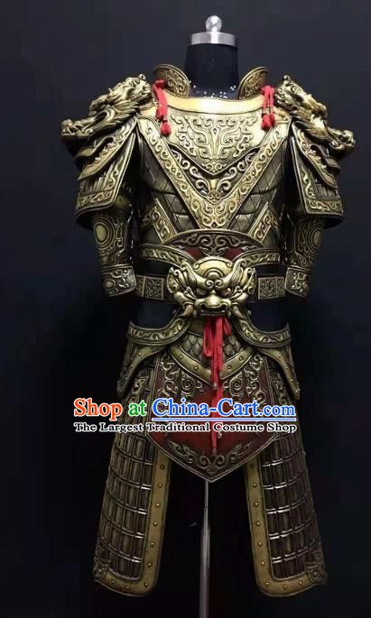 Chinese Ancient Drama Han Dynasty Warrior Costume General Golden Body Armor Complete Set Reception Dress Long, Soldier Costume, Chinese Armor, Empress Of China, Warrior Costume, Chinese Warrior, Ancient Armor, Dynasty Warriors, Han Dynasty