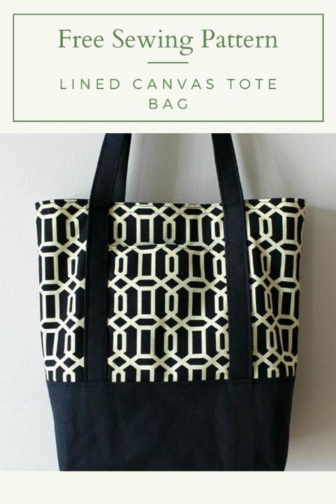 Lined Canvas Tote Bag - free pattern - Sew Modern Bags Sacs Tote Bags, Tote Bag Pattern Free, Bag Sewing Pattern, Sac Diy, Diy Tote, Tote Bag Tutorial, Bag Pattern Free, Modern Bag, Free Sewing Pattern