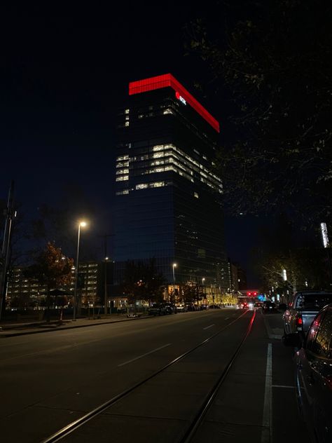 Oklahoma City At Night, Oklahoma City Aesthetic, Downtown City Aesthetic, Downtown Night, Downtown Okc, Downtown Oklahoma City, City Downtown, Night Street, Urban Aesthetic