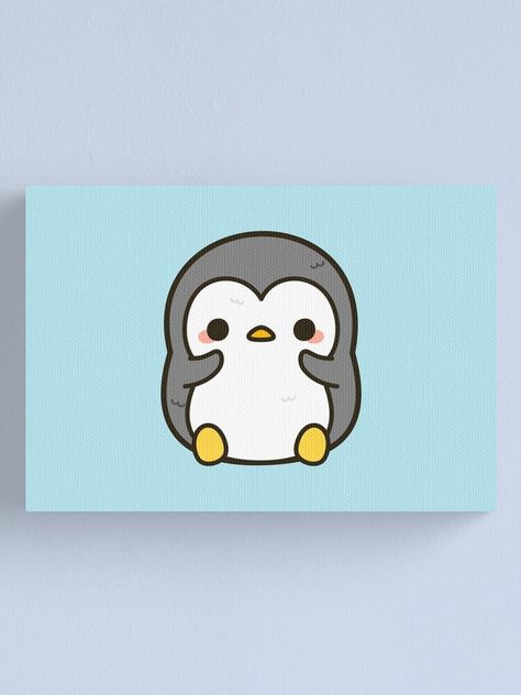 Cute Penguin Painting Easy, Penguin Painting On Canvas, Kawaii Paintings On Canvas Easy, Penguin Painting Acrylic Easy, Cute Drawings To Paint, Cute Easy Animal Paintings, Penguin Painting Easy, Penguin Painting Acrylic, Cute Animal Paintings Easy