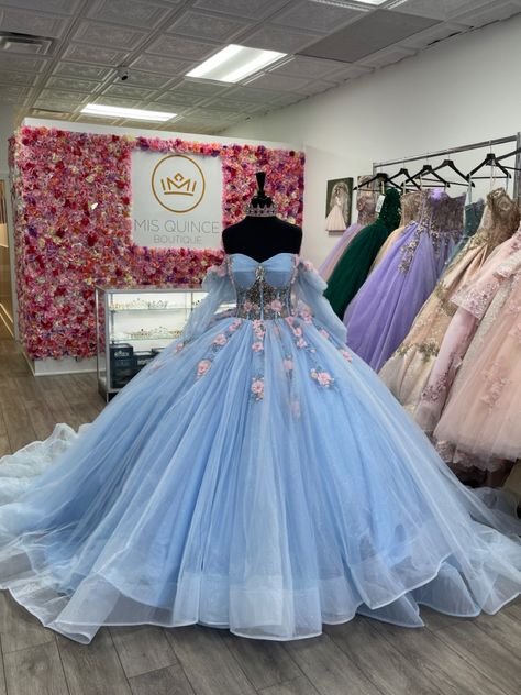 Baby blue quinceañera dress Baby Blue Quinceanera Dresses, Blue Quince Dress, Light Blue Quinceanera Dresses, Baby Blue Quinceanera, Blue Quinceanera Dresses, Xv Dresses, Quinceanera Themes Dresses, Quinceñera Dresses, Blue Quince