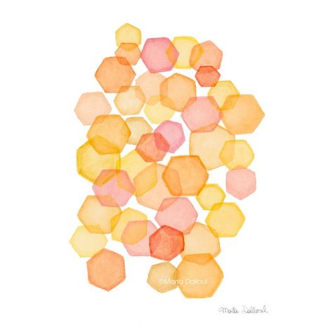 0 Painting Bubbles, Hexagon Art, Reverse Coloring, Abstract Modern Art, Rainbow Watercolor, Digital Texture, Watercolor Projects, Everyday Art, Modern Art Print