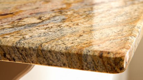 Yellow River Granite Kitchen Countertop Granite Kitchen Countertop, Yellow Granite, White Granite Kitchen, Cherry Wood Cabinets, Granite Kitchen Counters, Popular Kitchen Designs, Marble Countertops Kitchen, Yellow River, Yellow Marble