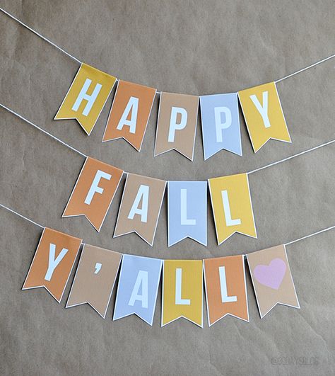 Happy Fall Y'all Printable Banner | ThirtyHandmadeDays.com Free Fall Printables, Free Printable Banner, Fall Banner, Fall Printables, Autumn Crafts, Printable Banner, Welcome Fall, Happy Fall Y'all, Thanksgiving Crafts