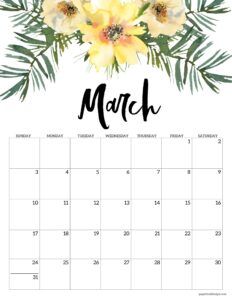 March 2024 Calendar Printable, March Calendar 2024, March 2024 Calendar, Paper Trail Design, Monthly Tracker, Free Printable Calendar Templates, Floral Calendar, Trail Design, Floral Planner