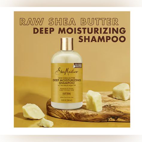 Shea Moisture Raw Shea Butter Deep Moisturizing Shampoo Nwt - 13 Fl Oz - With Sea Kelp & Argan Oil - Curly To Coily Hair - Moisture & Cleanse - Sulfate Free - Color Safe - No Animal Testing Shea Moisture Raw Shea Butter, Hair Fair, Natural Hair Treatments, Shea Moisture, Raw Shea Butter, Sea Kelp, Hair Treatments, Coily Hair, Moisturizing Shampoo