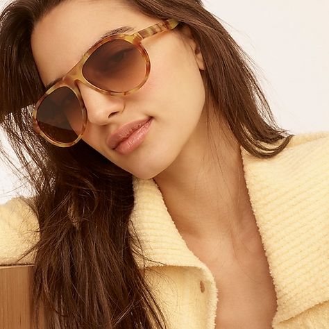 J.Crew: Bondi Acetate Aviator Sunglasses In Tortoise Shell For Women 70s Aviator Sunglasses, Small Joys, Summer Fashion 2022, Best Sunglasses, Brown Denim, Sunglass Chain, Trendy Swimwear, Live In The Moment, Fancy Dinner