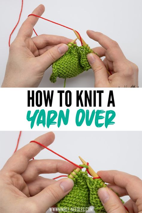 How to knit a yarn over. A step by step tutorial on the easiest knitting incease. This knitting stitch is essential for lace knitting patterns. It's extremely easy to learn - even for knitting beginners. This tutorial will show you how to yarn over purlwise and knitwise #knit #knitting #knittingstitch #knittingtechnique Learn Knitting Beginner, Knit 2 Together How To, Yarn Over In Knitting How To, Knitting How To, How To Read Knitting Patterns, Yarn Over In Knitting, Easy Knitting Patterns Free Beginner, Helix Knitting, How To Knit For Beginners