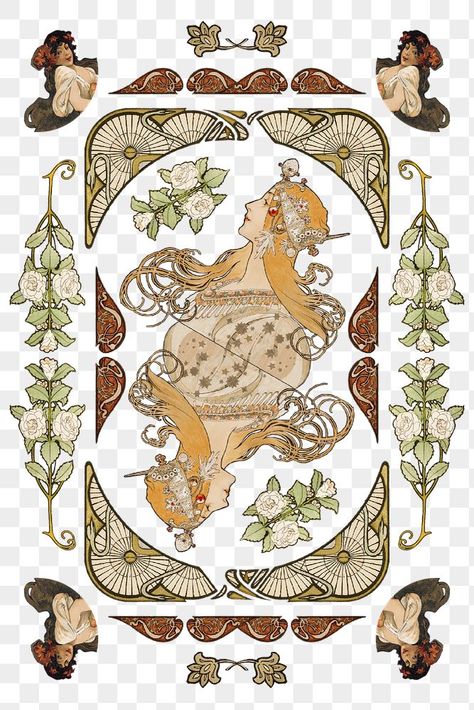 Art Nouveau Abstract, Art Nouveau Sticker, Art Nouveau Vector, Art Nouveau Graphic Design, Art Nouveau Woman, Ornament Illustration, Catalogue Layout, Collage Material, Alphonse Mucha Art