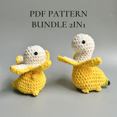 Pattern Description: This listing offers a digital crochet pattern for two sizes of BANANASAURUS: 12 cm and 17 cm; the finished toys are not included. Upon completing your payment, you can instantly download the patterns. The download links will appear in your order details on your mobile browser or computer (please log in to Etsy through your browser, not the app). An email with the pattern download links has also been sent to your payment email address. Follow Etsy's instructions for downloadi Crochet Banana Plush, Crochet Bananasaurus, Bananasaurus Crochet, Crochet Rubber Duck, Crochet Amigurumi Dinosaur, Crochet Banana, Lgbtq Gifts, No Sew Amigurumi, Beginner Crochet Projects