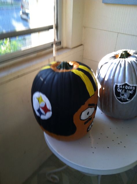 I hand paint any NFL pumpkin for request contact me at marvelez15@gmail.com Nfl Logo, Steeler Nation, Something Beautiful, Pumpkin Carving, Happy Holidays, Arts And Crafts, Carving, Hand Painted, Halloween