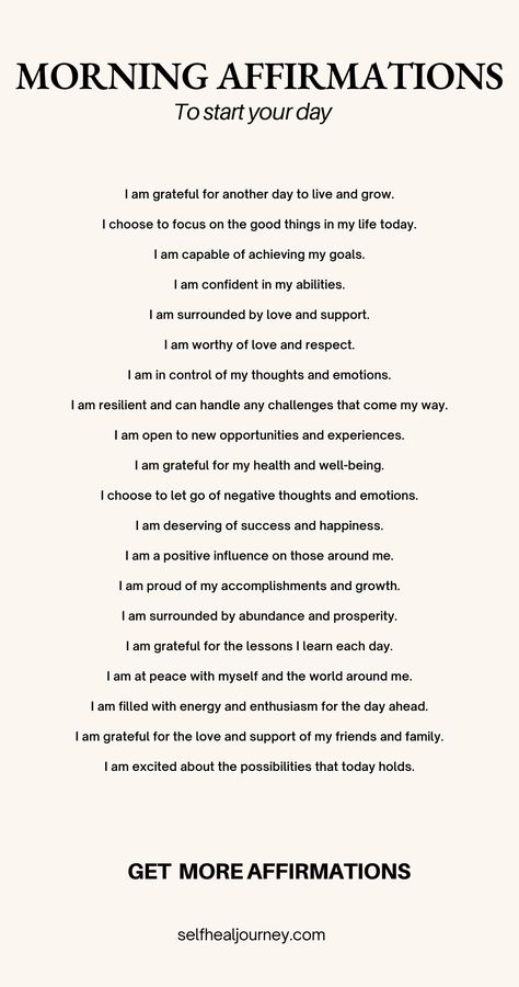 Daily Affirmations Self Esteem, 30 Days Of Affirmations, Words Of The Day Positive, Writing Affirmations Journal, Positive Affirmation Of The Day, Affirmation Ideas For Women, Positive Affirmation Words, Powerful Daily Affirmations, Good Life Affirmations