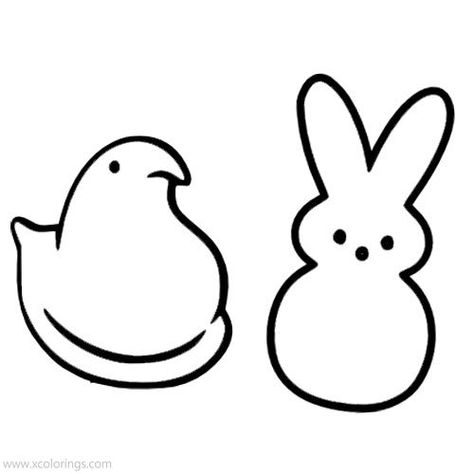 Peeps Coloring Pages, Peeps Crafts, Easter Crafts Preschool, Easter Drawings, Bunny Templates, Easter Templates, Ten Ten, Easter Activities For Kids, Bunny Drawing