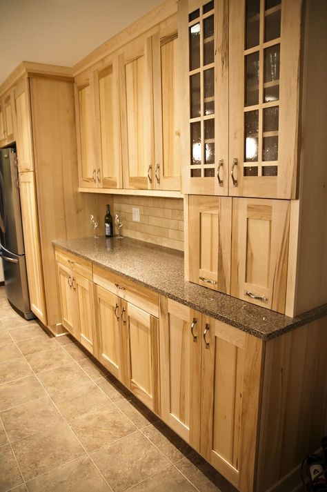 Best 25+ Maple cabinets ideas on Pinterest | Maple kitchen cabinets, Maple kitchen and Craftsman wine racks Hickory Kitchen Cabinets, Hickory Kitchen, Glass Kitchen Cabinet Doors, Hickory Cabinets, Natural Wood Kitchen, Maple Kitchen Cabinets, Beverage Bar, Lake House Kitchen, Maple Kitchen