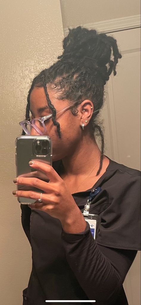 Nurse With Locs, Nurses With Locs, Loc Ideas, Natural Protective Styles, Nursing Goals, Nurse Hairstyles, Cute Natural Hairstyles, Loc Inspiration, Short Locs