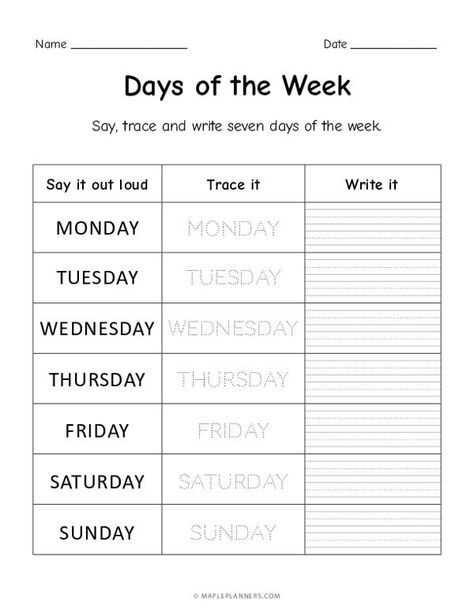 Days Of The Week Spelling Worksheet, Trace Days Of The Week, Days Of The Week Tracing Sheet, Days Of The Week Handwriting, Learn Days Of The Week Preschool, Days Of The Week And Months Of The Year Worksheet, Days Of The Week Writing Practice, Trace And Write Sentences, Days Of The Week Worksheet Kindergarten