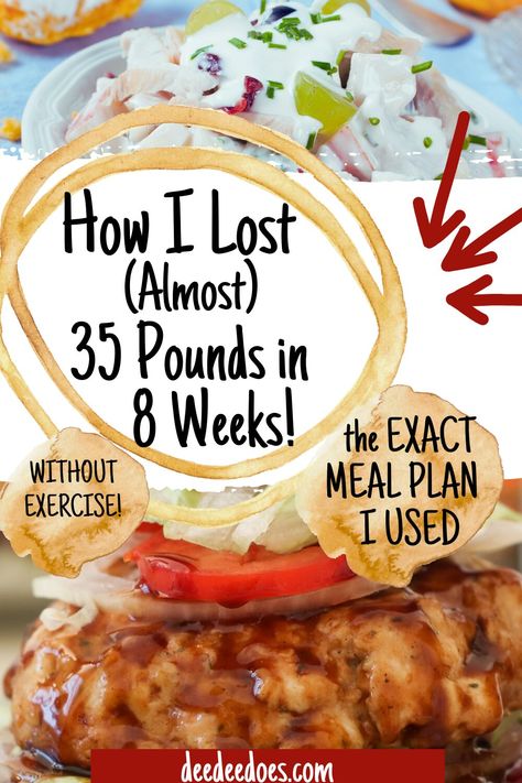 Here's how to lose almost 35 pounds in 8 weeks without exercise. This is the exact healthy meal plan I used to shed the pounds and eat snacks, dessert and 3 meals a day. Week Healthy Meal Plan, Ww Meal Plan, 3 Meals A Day, Weight Watchers Food Points, Weight Watchers Menu, Weight Watchers Program, Weight Watchers Plan, Weight Watchers Tips, Weight Watchers Meal Plans