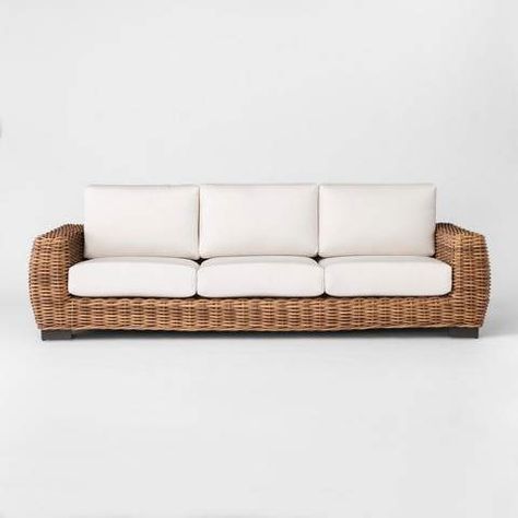 Smith & Hawken Eldridge | Wicker Patio Sofa|   Sunbrella Cushions  | Outdoor Furniture| Sofal Wicker Furniture| Pool Furniture| Porch | #affiliate #ad Cheap Patio Furniture, Patio Couch, Cheap Patio, Casas Coloniales, Wicker Decor, Wicker Patio Furniture, Wood Patio, Wicker Sofa, Sunbrella Cushions