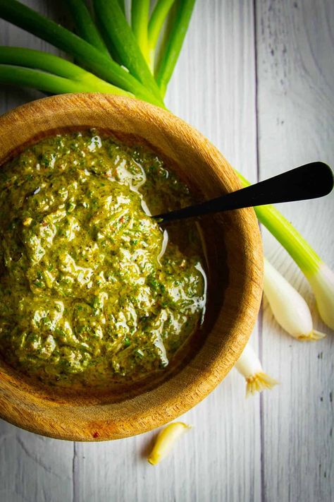 Green Onions Recipes, Healthy Steak, Elimination Diet Recipes, Chimichurri Recipe, Peppercorn Sauce, Onion Sauce, Healthy Dips, Chimichurri Sauce, Grilled Onions