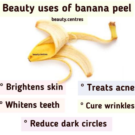 Banana Skin Benefits, Banana Peel Uses Skin Face Masks, Bananas For Skin Care, Banana Face Mask Diy Glowing Skin, Banana Peals For Skin, Banana Facial, Food For Glowing Skin, Banana Uses, Daily Beauty Tips