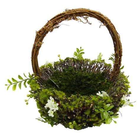 Moss Basket, Ideas Para Decorar Jardines, Easter Tabletop Decor, Mosses Basket, Fun Easter Baskets, Easter Decorating, Moss Covered, Floral Picks, Floral Baskets