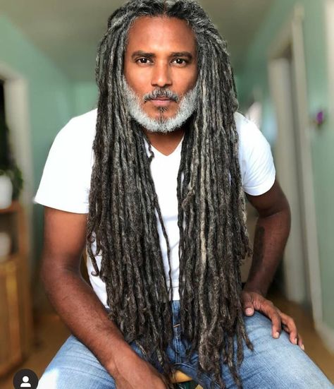 Men With Locs on Instagram: “Dope salt & pepper locs! Will you embrace your grey strands when they come in? I definitely think I will! I turned 40 a few weeks back and…” Grey Hair Black Man, Gray Locs, Men With Locs, Grey Wolves, Dreadlocks Men, Long Locs, Grey Hair Men, Dreadlock Hairstyles For Men, Dreads Styles