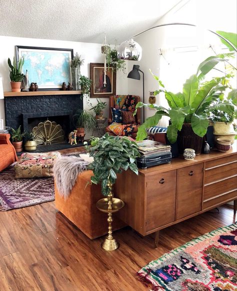 Halloween Living Room, Lots Of Plants, Hard Wood, Living Room Inspo, A Living Room, Eclectic Home, My New Room, Living Room Inspiration, House Inspiration