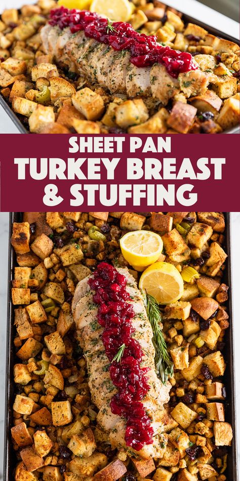 One Pan Turkey Breast And Stuffing, Butterball Turkey Breast Roast, Turkey Breast And Stuffing, Sausage Apple Stuffing, Garlic Butter Turkey, Butter Turkey, Apple Stuffing, Turkey Meat Recipes, Viral Recipes