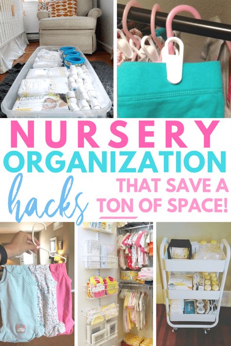 Nursery organization hacks to save a ton of space in baby's room. DIY storage solutions to keep all of baby's gear, clothes and supplies organized. #BabyNursery #Nesting #NurseryOrganization #MomHacks Organizing Hacks, Organisation Hacks, Baby Sleep Problems, Nursery Organization, Baby Arrival, Baby Organization, Baby Diy, After Baby, Pregnant Mom