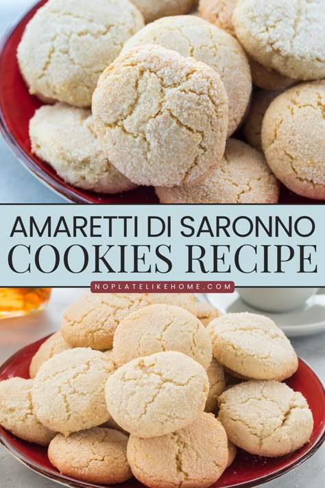 Indulge your senses in the exquisite world of Italian desserts with our Amaretti Cookies di Saronno recipe made with just four ingredients! The surface of these chewy amaretti cookies has a slight crunch when you bite into them with a chewy interior. They’re simply delicious and gluten-free too! Add them to your cookie tray with confidence. Amaretti Cookie Recipe, Italian Biscuits, Simple Chocolate Chip Cookie Recipe, Italian Almond Cookies, Italian Cookie, Amaretti Cookies, Italian Cookie Recipes, Almond Butter Cookies, Easy Chocolate Chip Cookies