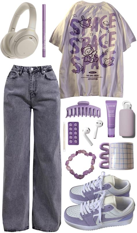 Cute Purple Outfits Aesthetic, Purple Aesthetic Outfit, Outfit Combos, Outfit Inspo Casual, Casual Preppy Outfits, Purple Outfits, Everyday Fashion Outfits, غرفة ملابس, Quick Outfits