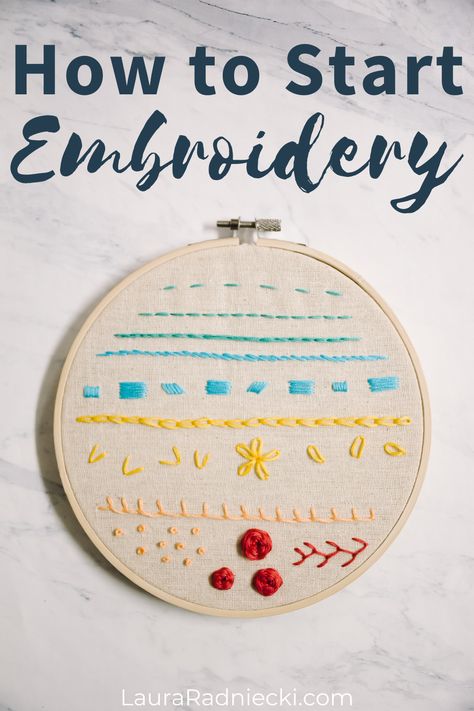 Display Embroidery, Sewing Kit Tutorial, Types Of Embroidery Stitches, Knot Embroidery, Outline Embroidery, Stem Stitch, Split Stitch, French Knot Embroidery, Basic Embroidery