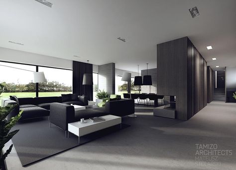 There is nothing quite so modern and cool as classic black and white design. It brings along with it vibes of the mod era, complete with go go boots and short b Tamizo Architects, White House Interior, Black Interior Design, Casa Country, White Interior Design, Black And White Interior, House Interior Design, The Minimalist, Grey Tones