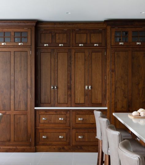 Humphrey Munson Kitchen, Walnut Kitchen Cabinets, Wilton House, Humphrey Munson, Floor To Ceiling Cabinets, Lake House Kitchen, Walnut Kitchen, Pantry Wall, Holland Park