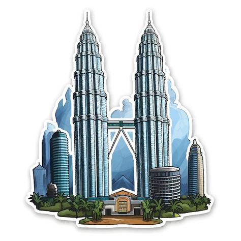 Vector petronas twin towers illustration... | Premium Vector #Freepik #vector #petronas #klcc #kuala-lumpur #malaysia-skyline Menara Kuala Lumpur Drawing, Malaysia Illustration Graphic Design, Kuala Lumpur Illustration, Klcc Illustration, Klcc Drawing, Merdeka Craft For Kids Malaysia, Menara Klcc, Hiasan Merdeka, Klcc Tower