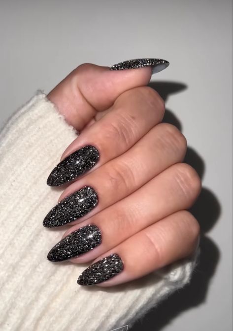 Silver Sparkly Nails, Sparkly Black Nails, Black Sparkle Nails, Black Glitter Nails, Black Silver Nails, Dance Nails, Champagne Nails, Firework Nails, Wedding Glitter