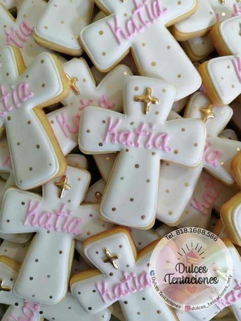 Communion Cookies, Christening Cookies, Cross Cookies, Communion Decorations, Cookie Craft, Fimo Clay, Easter Cookies, Cookie Cake, Baby Party